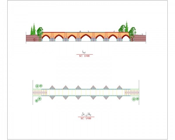 دانلود نقشه اتوکدی پلان و نمای 9 پل تاریخی اردبیل