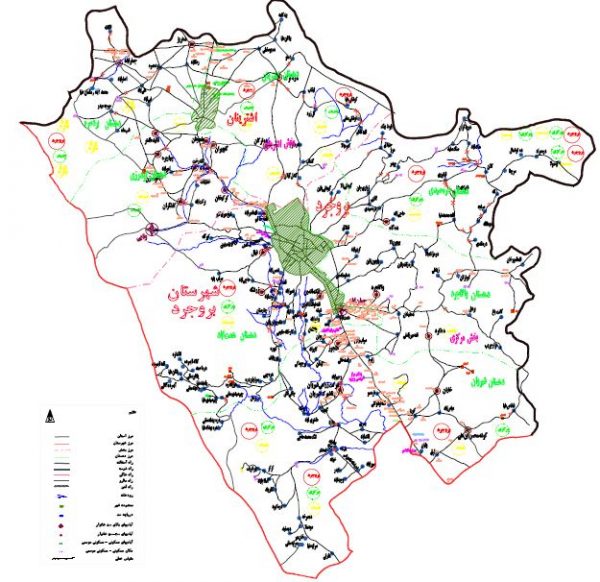 نقشه شهرستان بروجرد - لرستان - فایل اتوکدی و PDF